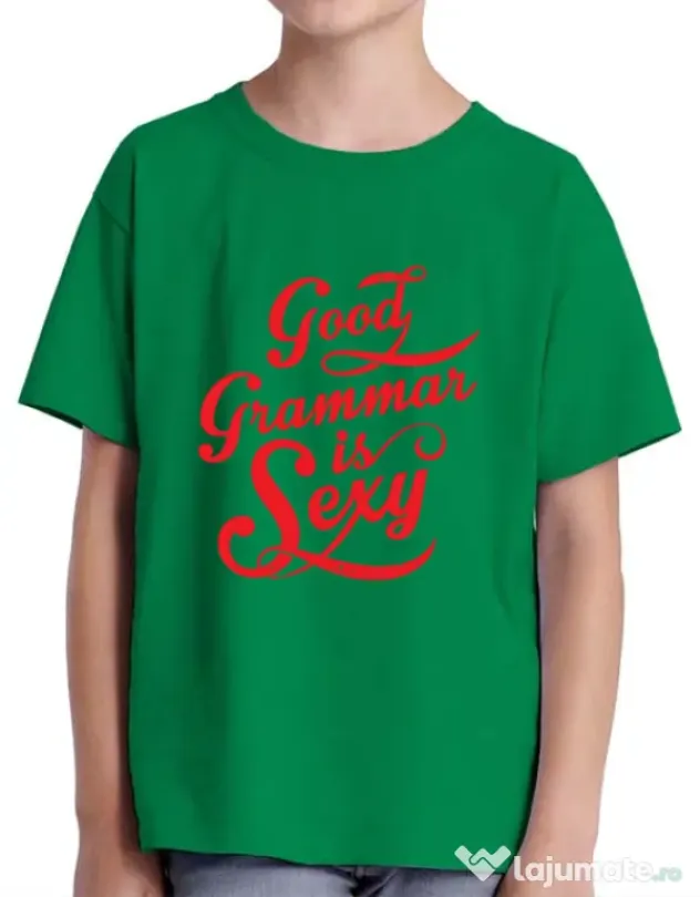 Tricou ADLER copil Good grammar Verde mediu