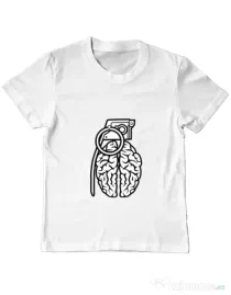 Tricou ADLER copil Grenade Brain Alb