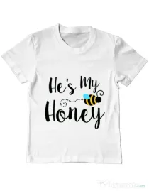Tricou ADLER copil He is my honey Alb