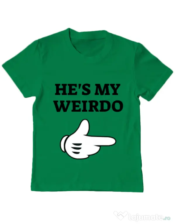 Tricou ADLER copil He's my weirdo Verde mediu