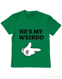 Tricou ADLER copil He's my weirdo Verde mediu