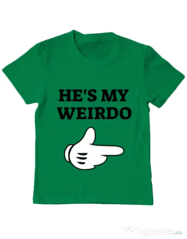 Tricou ADLER copil He's my weirdo Verde mediu