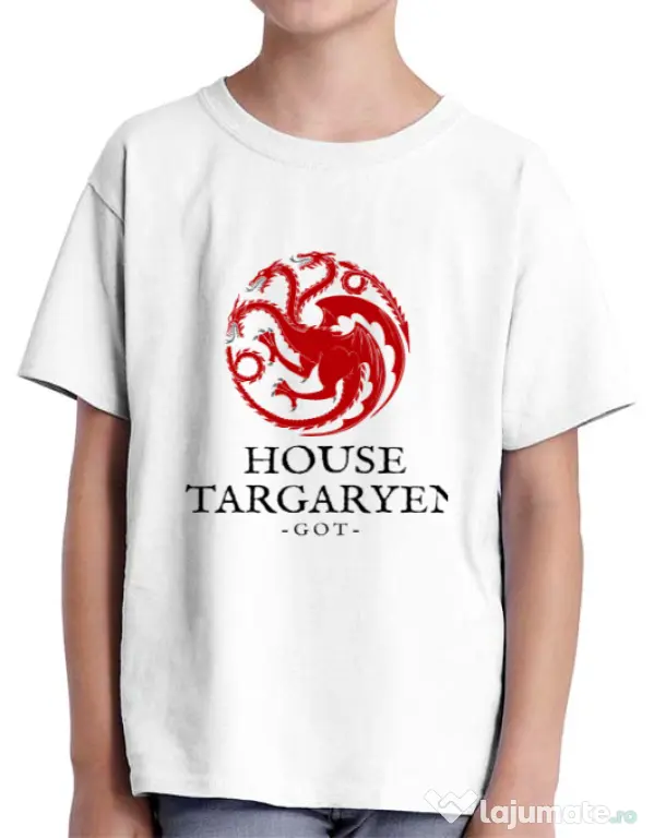 Tricou ADLER copil House Targaryen Alb