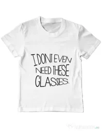 Tricou ADLER copil I dont need glasses Alb