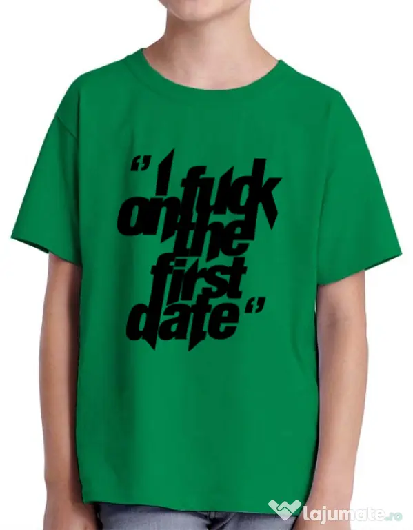 Tricou ADLER copil I fuck on the first date Verde mediu