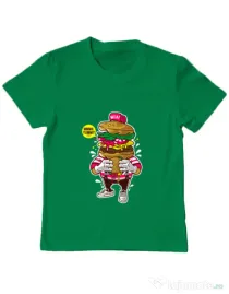 Tricou ADLER copil I Love Burger Verde mediu