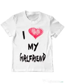 Tricou ADLER copil I love my girlfriend Alb
