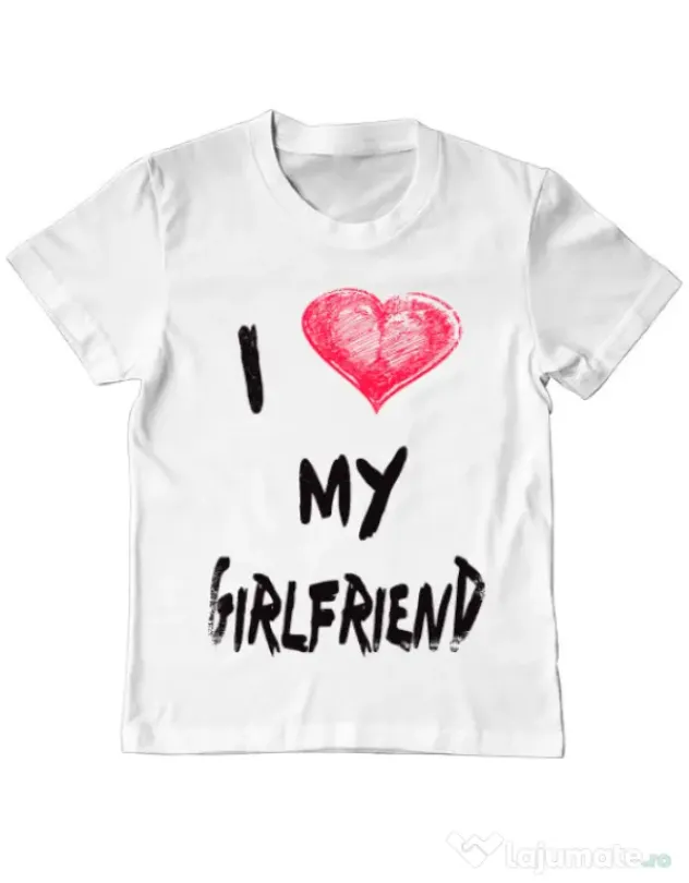 Tricou ADLER copil I love my girlfriend Alb