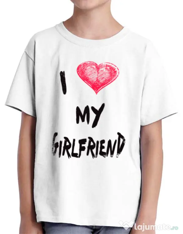 Tricou ADLER copil I love my girlfriend Alb
