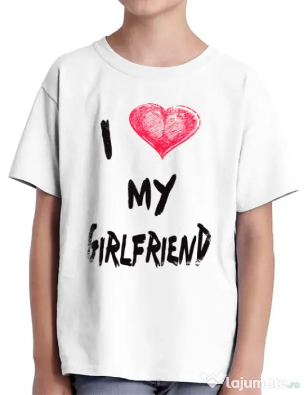 Tricou ADLER copil I love my girlfriend Alb