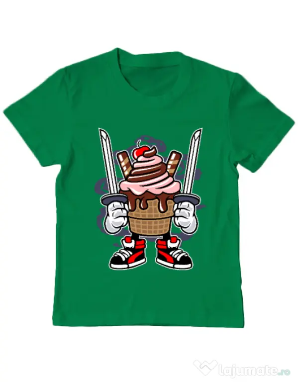 Tricou ADLER copil Ice Cream Ninja Verde mediu