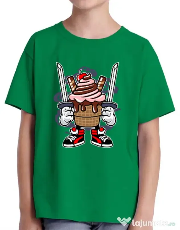 Tricou ADLER copil Ice Cream Ninja Verde mediu