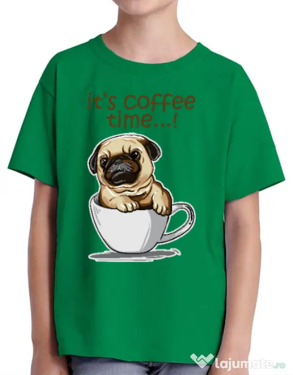 Tricou ADLER copil Its Coffee Time Verde mediu