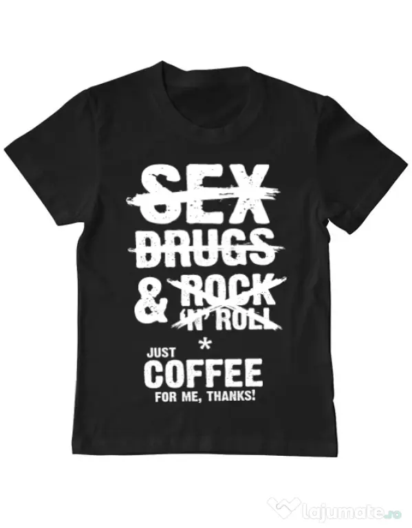Tricou ADLER copil Just coffee for me Negru