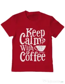 Tricou ADLER copil Keep Calm With Coffee Rosu