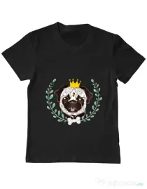 Tricou ADLER copil King Of Pug Negru