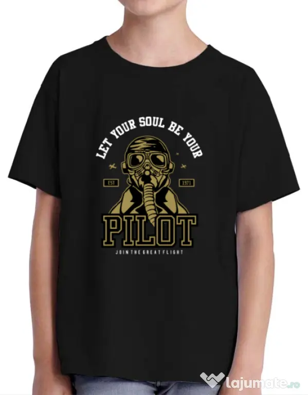 Tricou ADLER copil Let Your Soul Be Your Pilot Negru