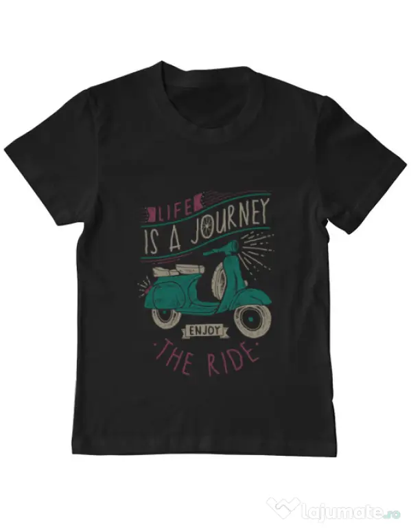 Tricou ADLER copil Life is a journey enjoy the ride Negru