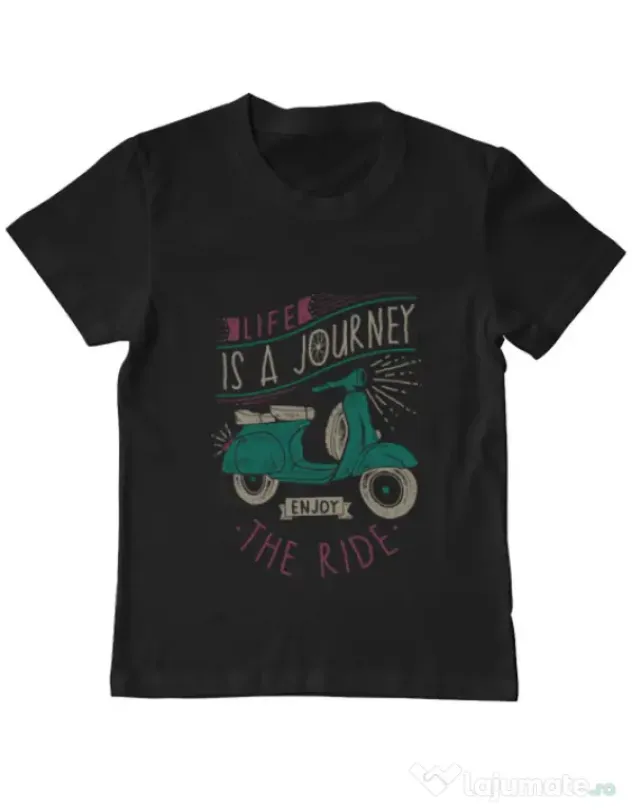 Tricou ADLER copil Life is a journey enjoy the ride Negru