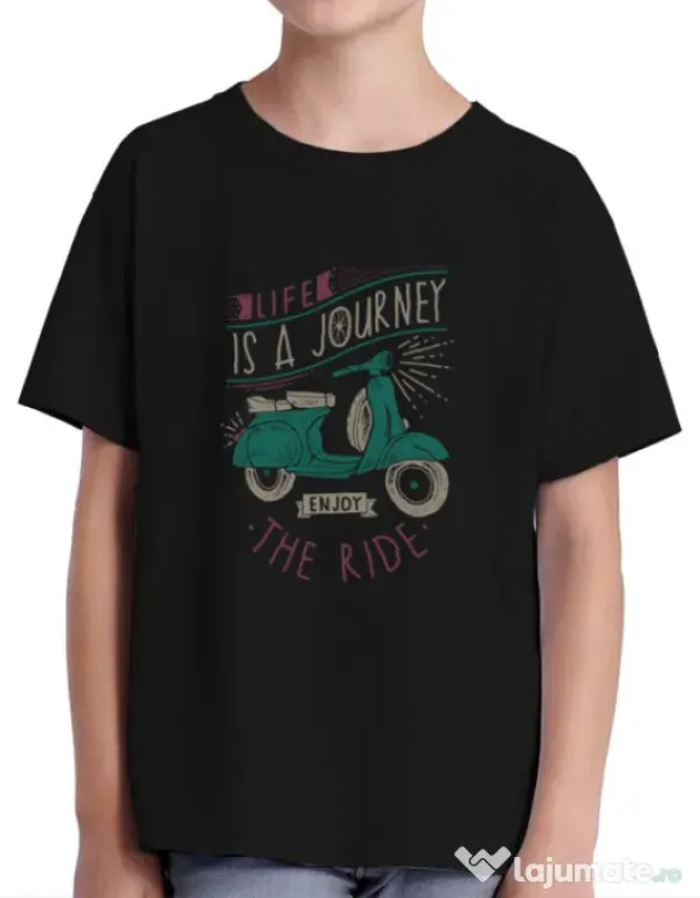 Tricou ADLER copil Life is a journey enjoy the ride Negru