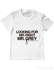 Tricou ADLER copil Looking for Mr Grey Alb