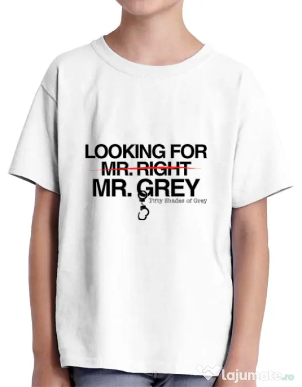 Tricou ADLER copil Looking for Mr Grey Alb