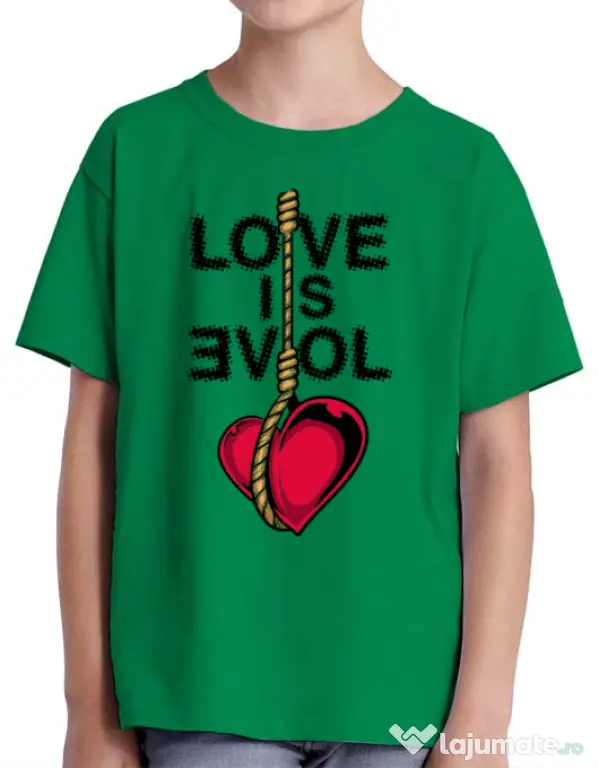 Tricou ADLER copil Love is evil Verde mediu