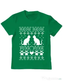 Tricou ADLER copil Meow purr Verde mediu