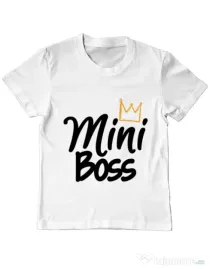 Tricou ADLER copil Mini boss Alb