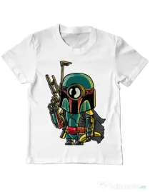 Tricou ADLER copil Minion Boba Fett Alb