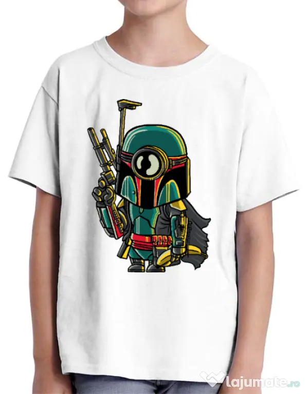 Tricou ADLER copil Minion Boba Fett Alb
