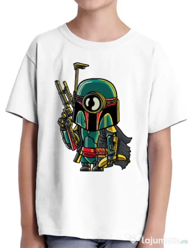Tricou ADLER copil Minion Boba Fett Alb