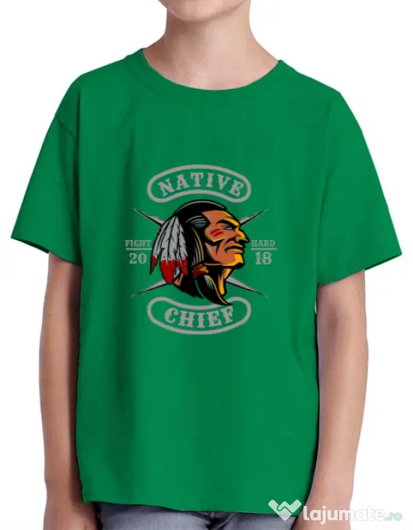 Tricou ADLER copil Native chief Verde mediu