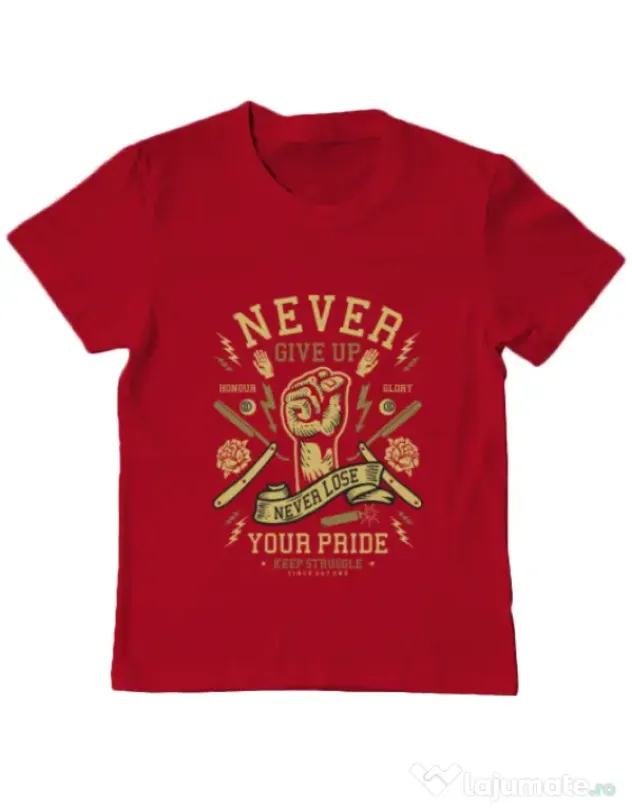 Tricou ADLER copil Never Give Up Rosu