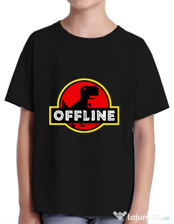 Tricou ADLER copil Offline Negru