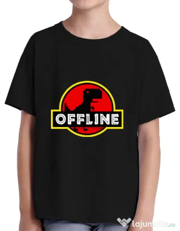 Tricou ADLER copil Offline Negru