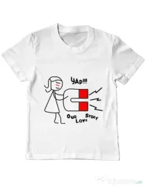 Tricou ADLER copil Our love story 1 Alb