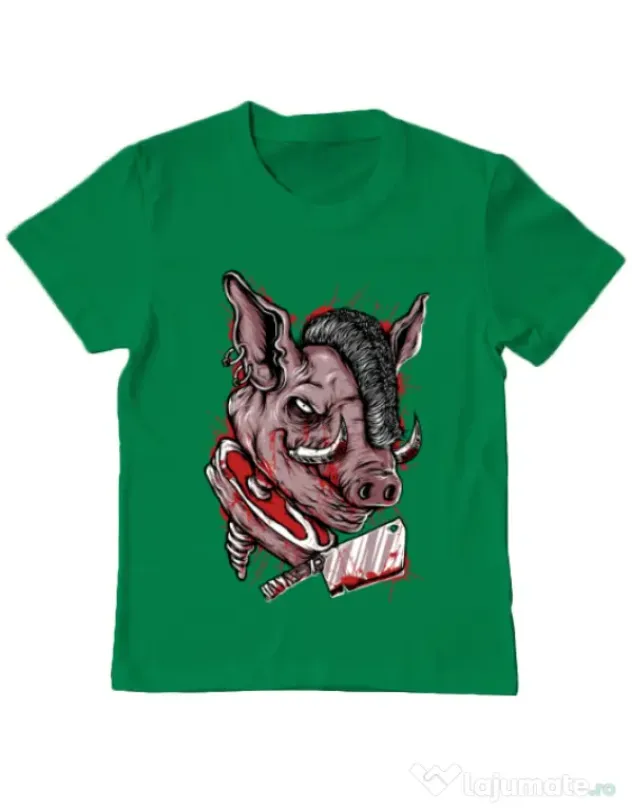 Tricou ADLER copil Pig Saw Verde mediu