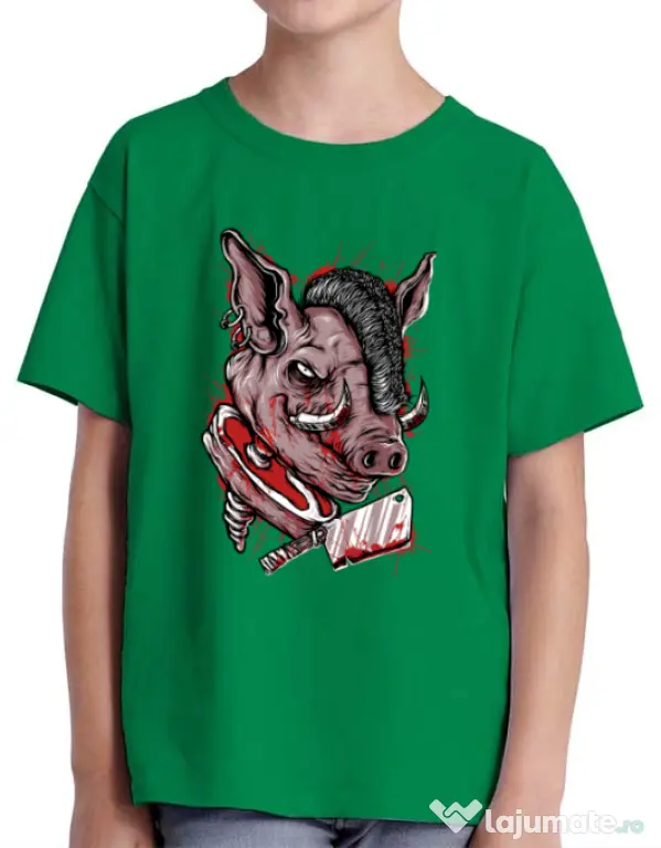 Tricou ADLER copil Pig Saw Verde mediu