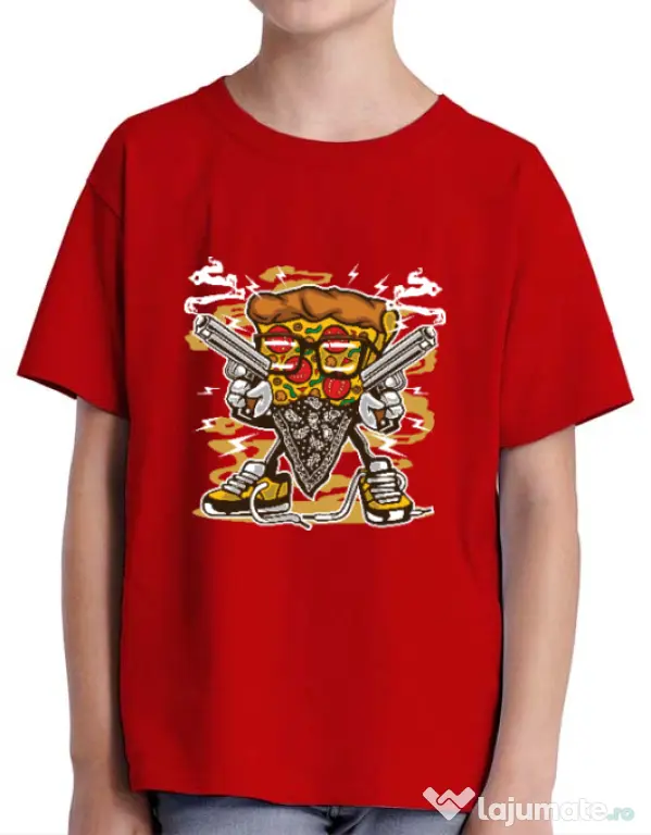 Tricou ADLER copil Pizza Gangster Rosu