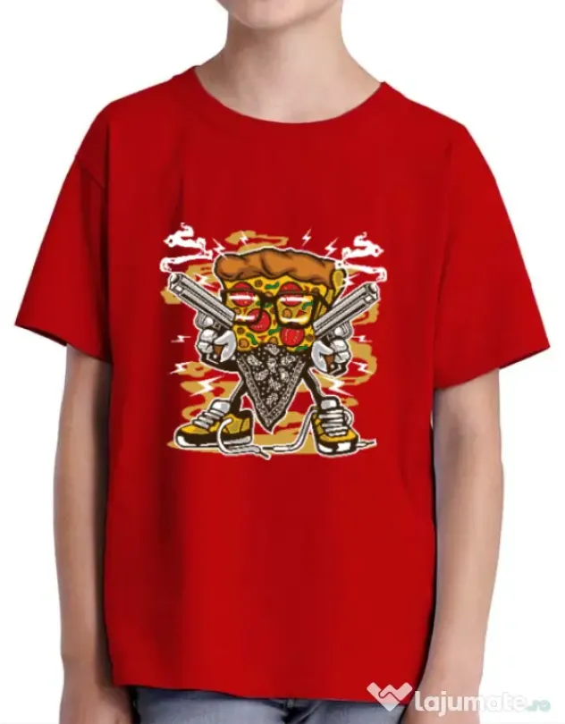 Tricou ADLER copil Pizza Gangster Rosu