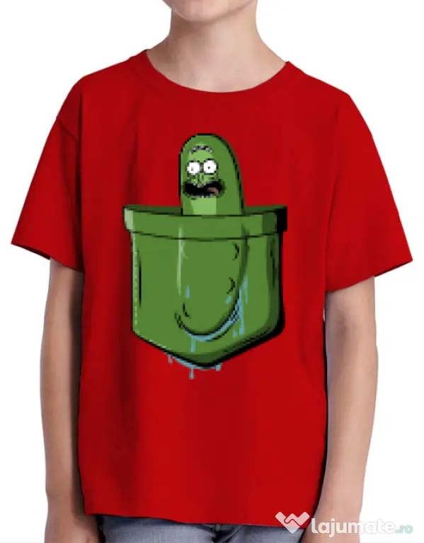 Tricou ADLER copil Pocket Pickle Rosu