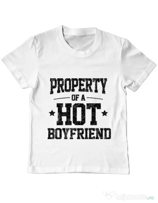 Tricou ADLER copil Property of a hot boyfriend Alb
