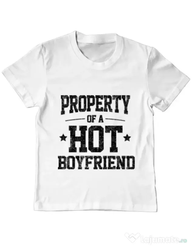 Tricou ADLER copil Property of a hot boyfriend Alb