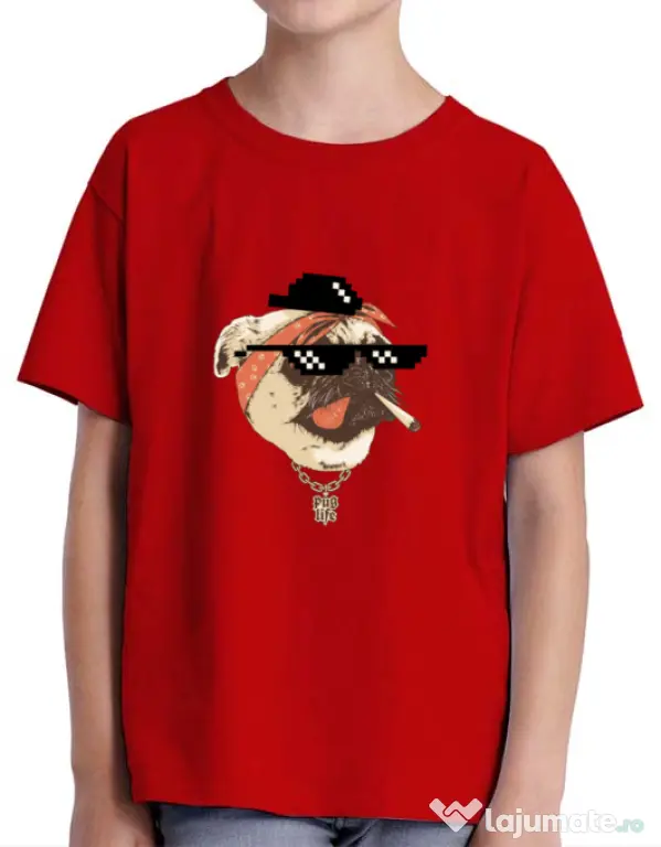 Tricou ADLER copil Pug Life Rosu