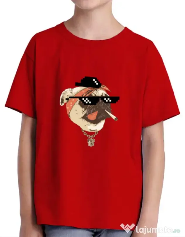 Tricou ADLER copil Pug Life Rosu