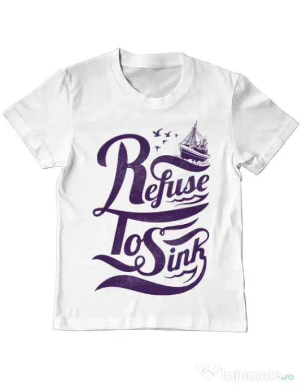 Tricou ADLER copil Refuse to sink Alb