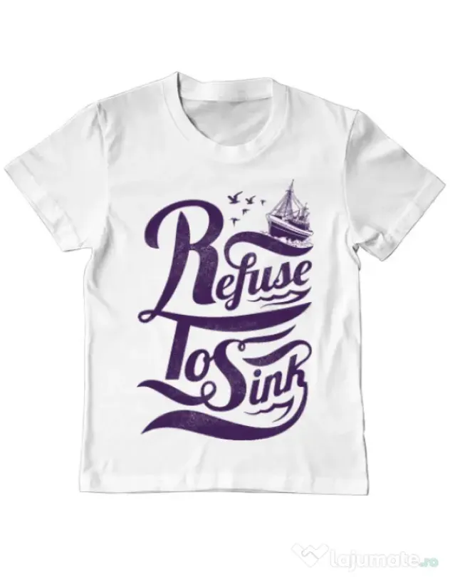 Tricou ADLER copil Refuse to sink Alb