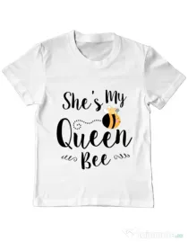 Tricou ADLER copil She is my queen bee Alb