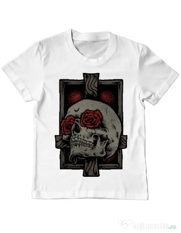 Tricou ADLER copil Skullcross Alb